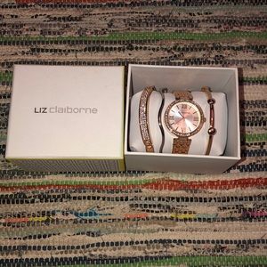 Liz Claiborne Watch Set- Rose Gold
